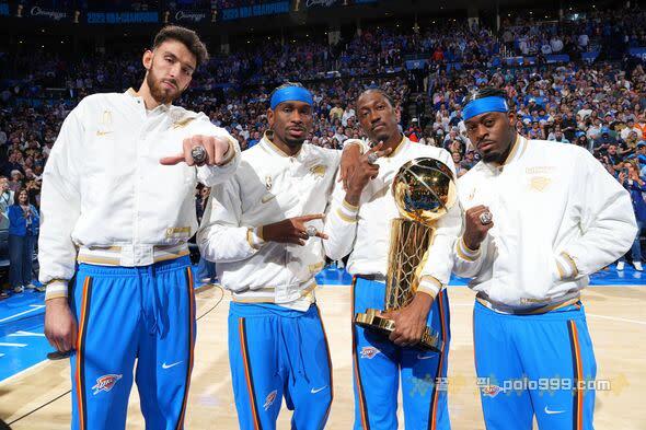 OKLAHOMA CITY, OK - OCTOBER 21: Chet Holmgren #7, Shai Gilgeous-Alexander #2, Jalen Williams #8 and Luguentz Dort #5 of the Okla